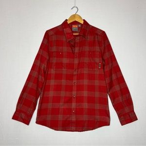 Merrell Red Plaid UPF 50+ Button Up Mens Shirt Size S